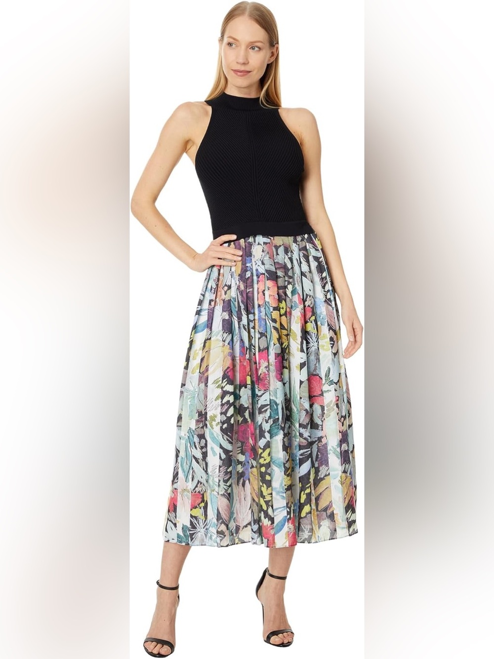 Ted Baker Abstract Midi Dress Black Multicolor Size 3